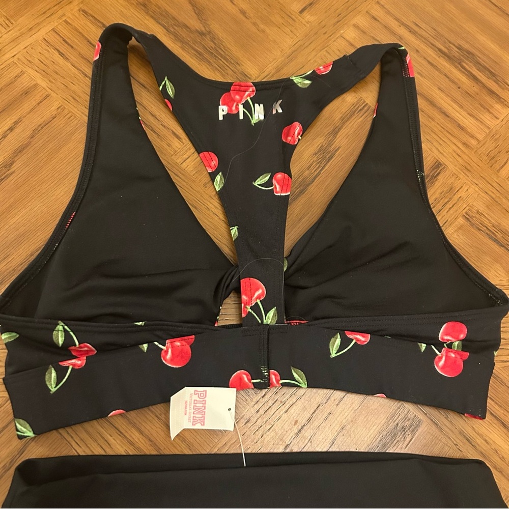 🍒 Gym to Swim Cherries PINK Victoria's Secret Black Cherry Bikini - Picture 11 of 15